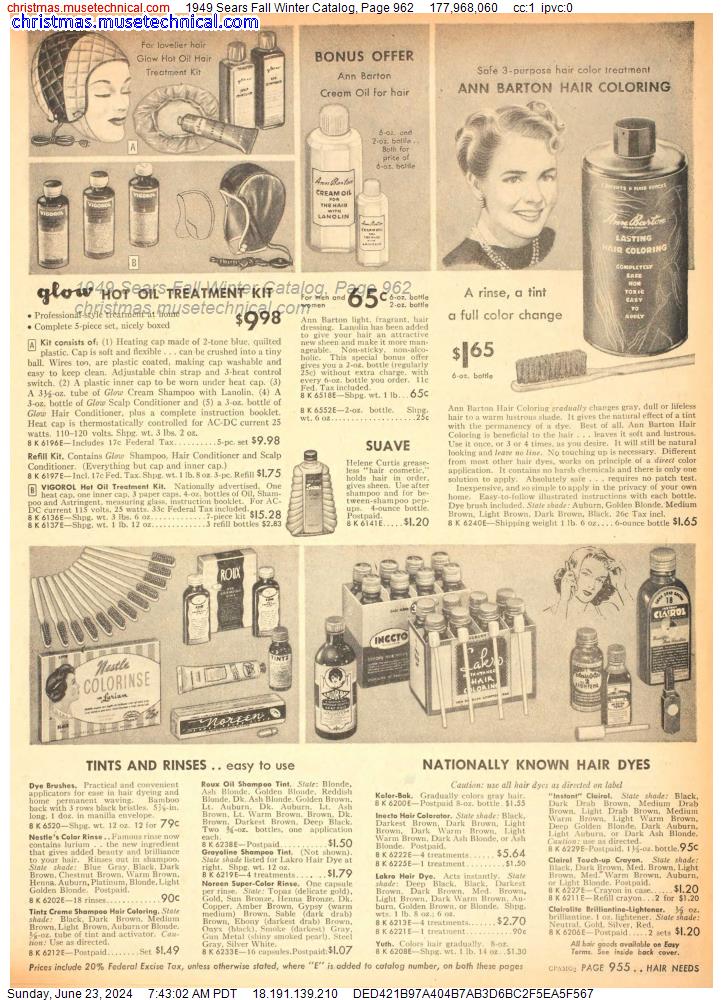 1949 Sears Fall Winter Catalog, Page 962