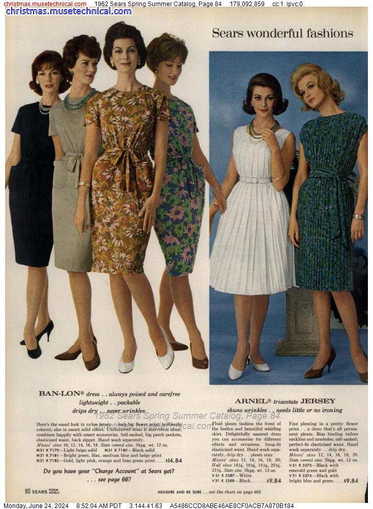 1962 Sears Spring Summer Catalog, Page 84