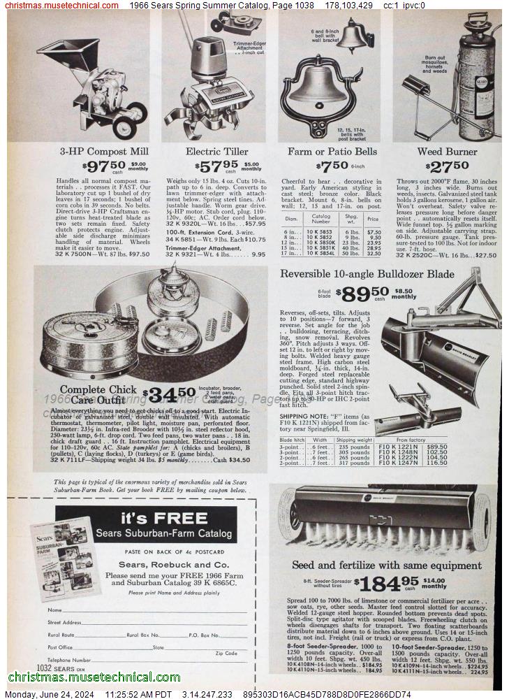 1966 Sears Spring Summer Catalog, Page 1038