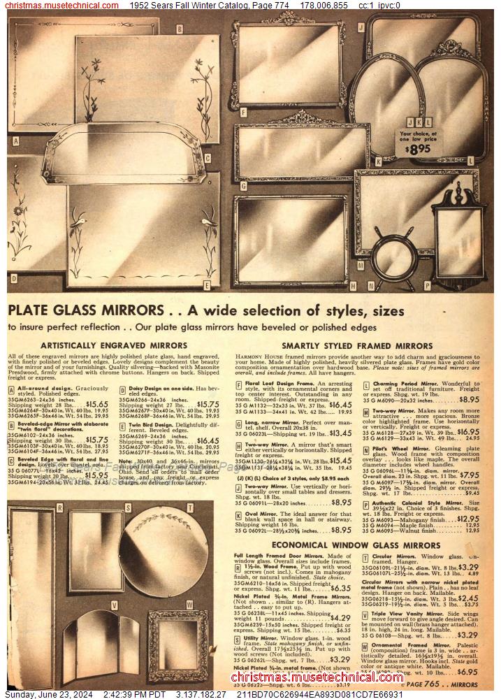 1952 Sears Fall Winter Catalog, Page 774