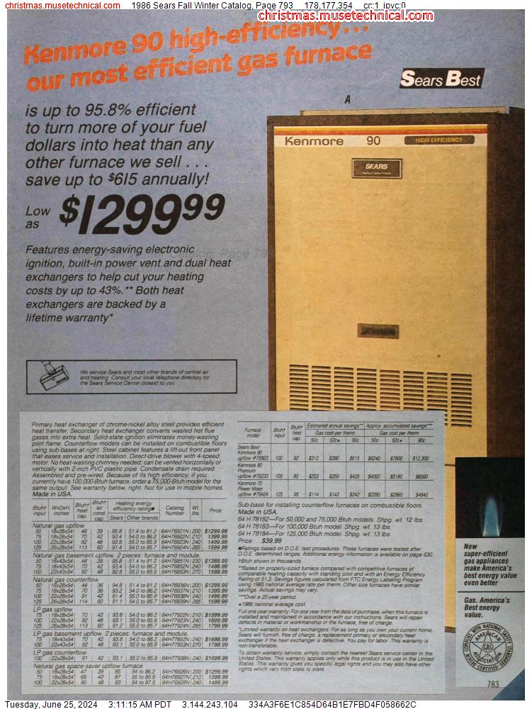 1986 Sears Fall Winter Catalog, Page 793