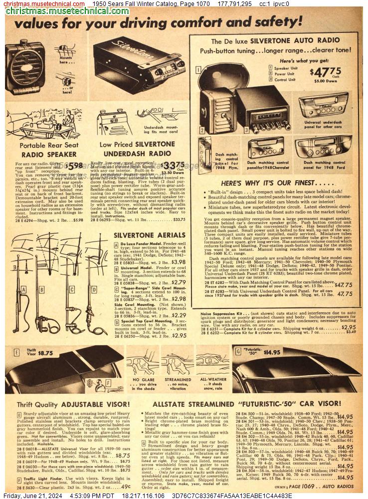 1950 Sears Fall Winter Catalog, Page 1070