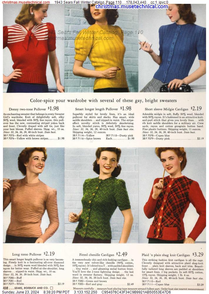 1943 Sears Fall Winter Catalog, Page 110