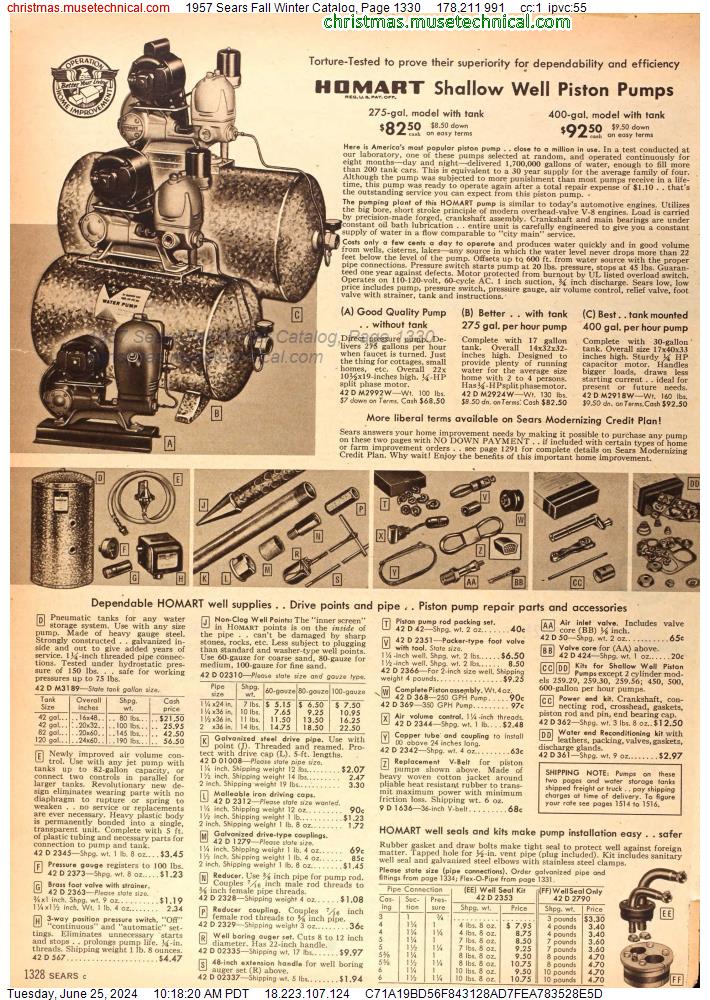 1957 Sears Fall Winter Catalog, Page 1330