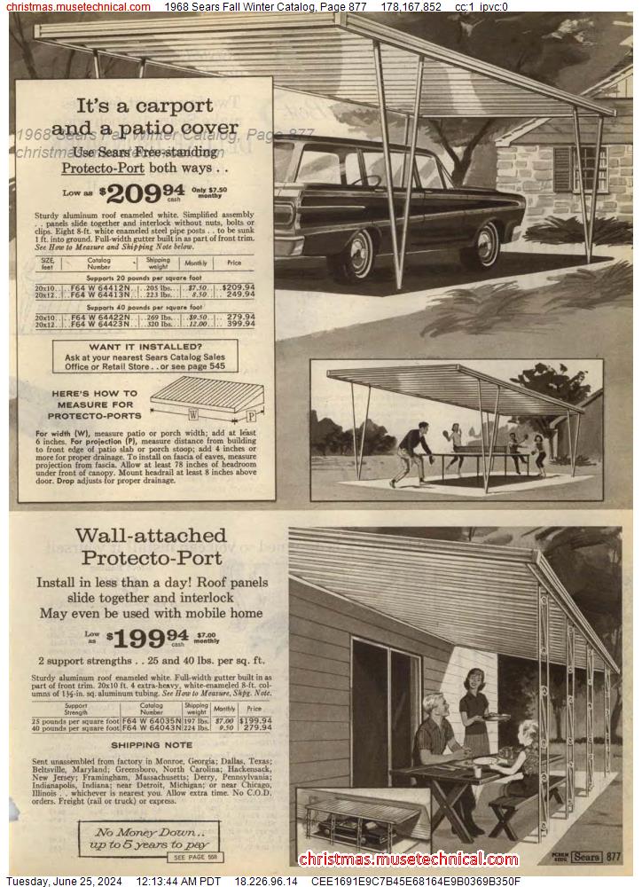 1968 Sears Fall Winter Catalog, Page 877