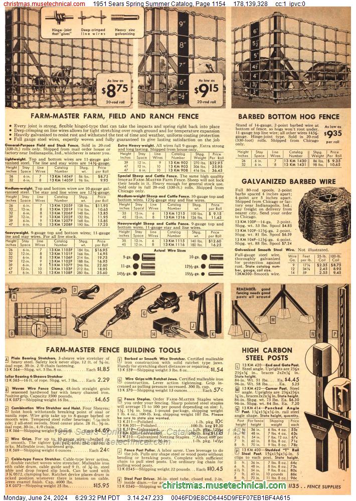 1951 Sears Spring Summer Catalog, Page 1154