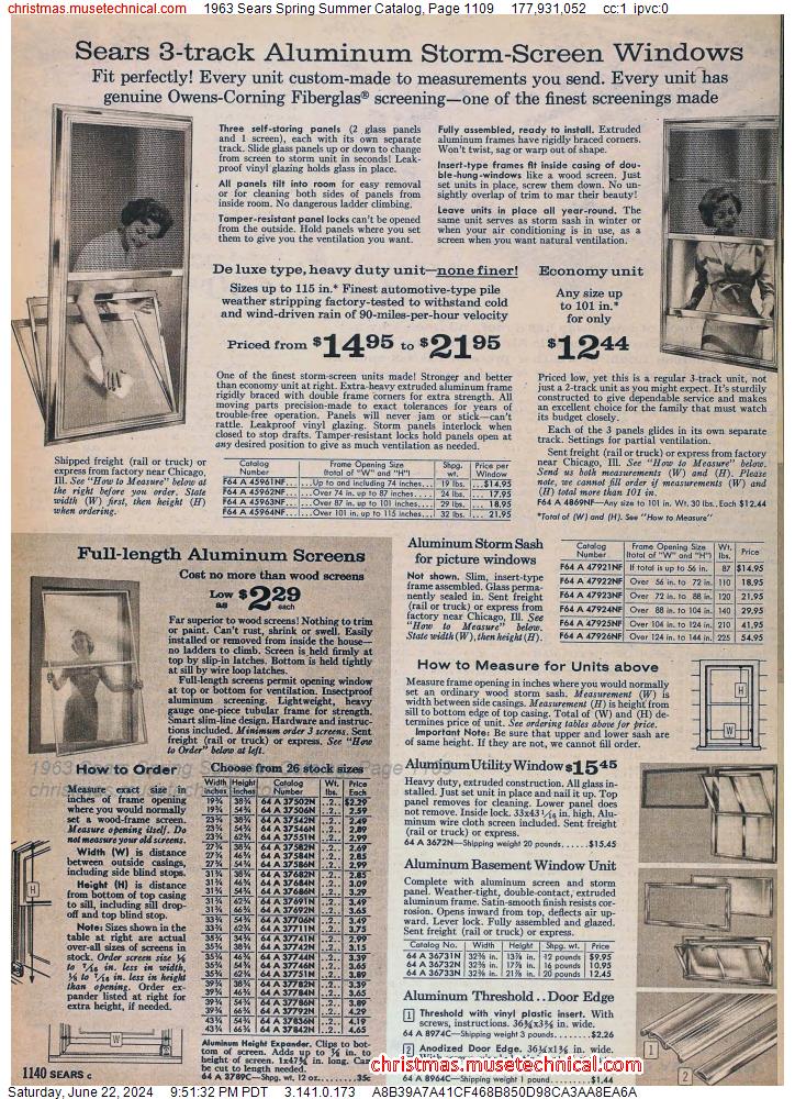 1963 Sears Spring Summer Catalog, Page 1109