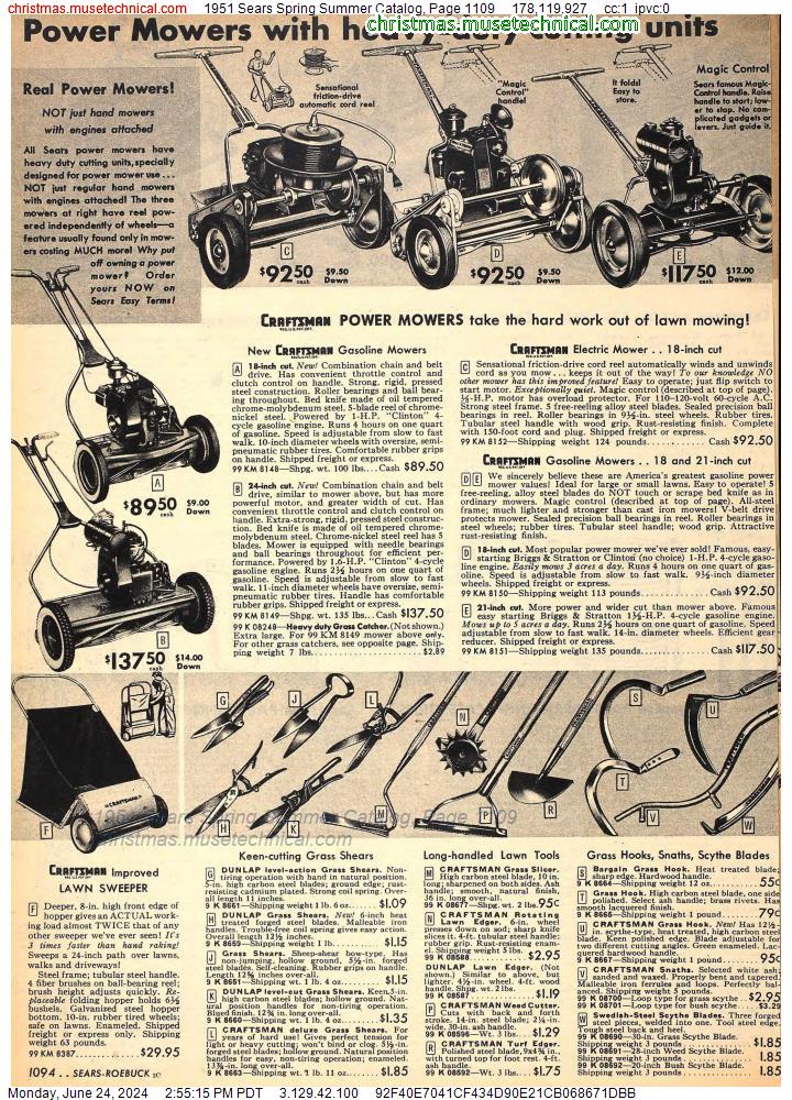 1951 Sears Spring Summer Catalog, Page 1109