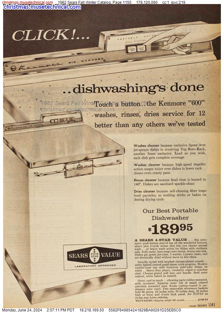1962 Sears Fall Winter Catalog, Page 1150