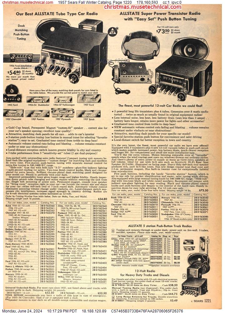1957 Sears Fall Winter Catalog, Page 1220
