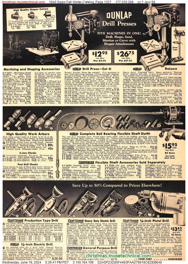 1940 Sears Fall Winter Catalog, Page 1327