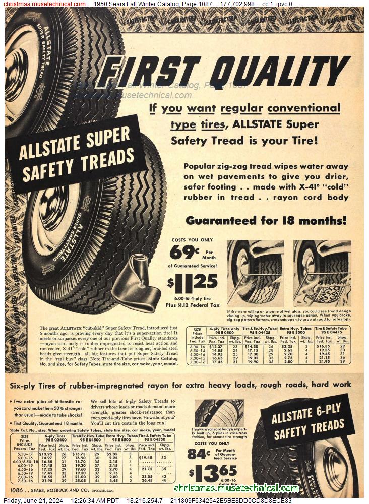 1950 Sears Fall Winter Catalog, Page 1087
