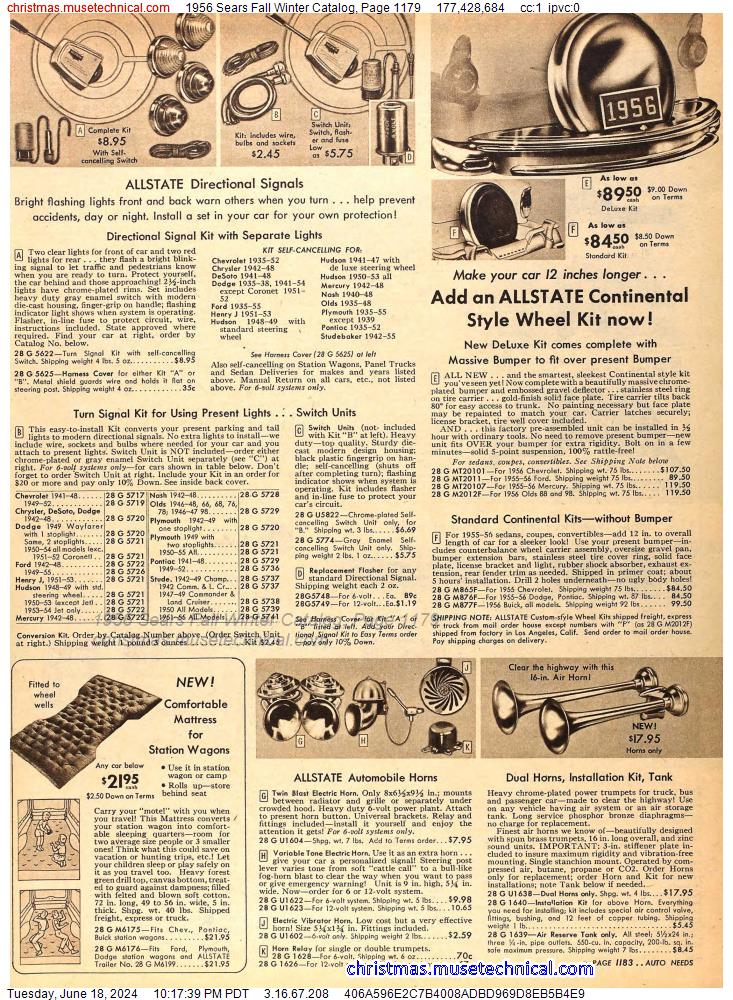 1956 Sears Fall Winter Catalog, Page 1179