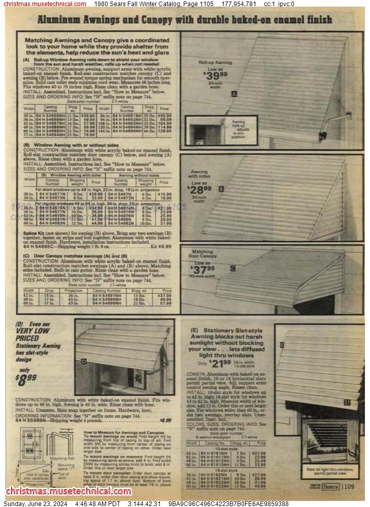 1980 Sears Fall Winter Catalog, Page 1105