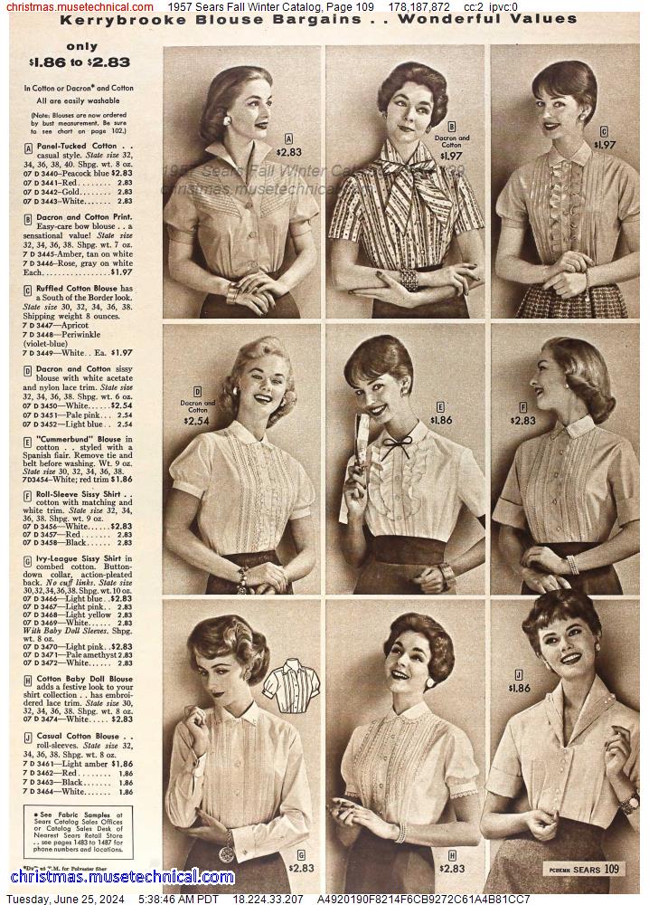 1957 Sears Fall Winter Catalog, Page 109