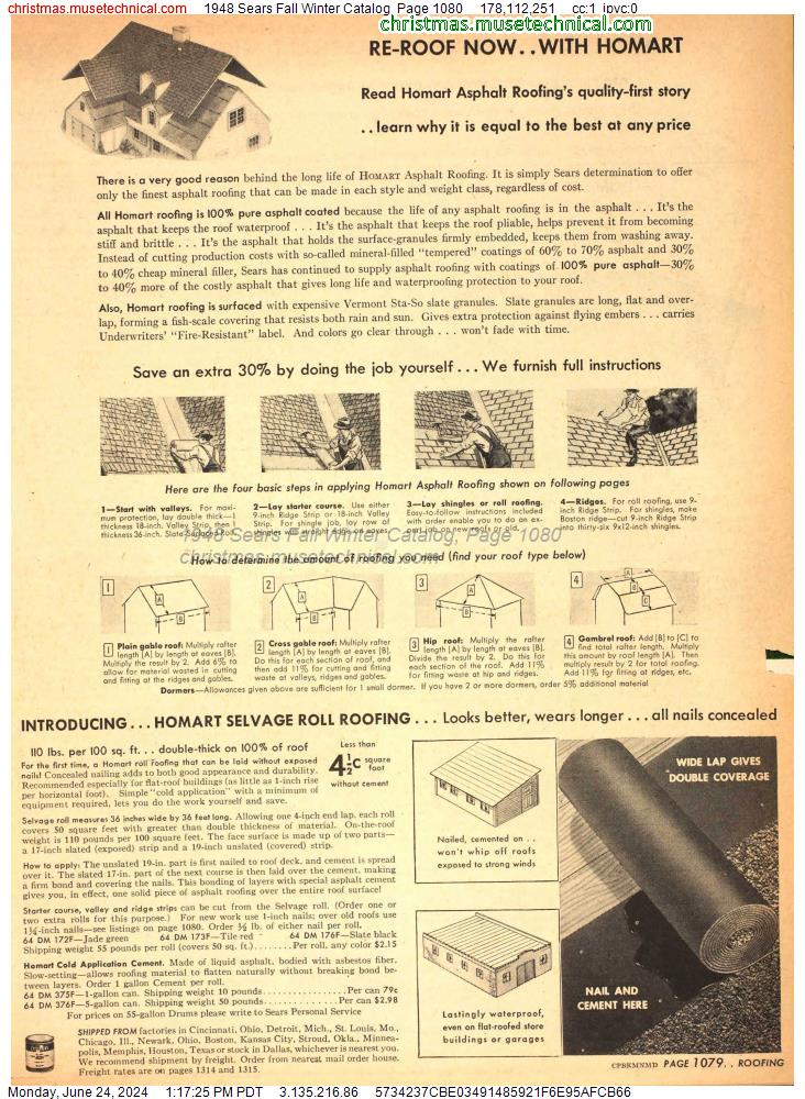 1948 Sears Fall Winter Catalog, Page 1080