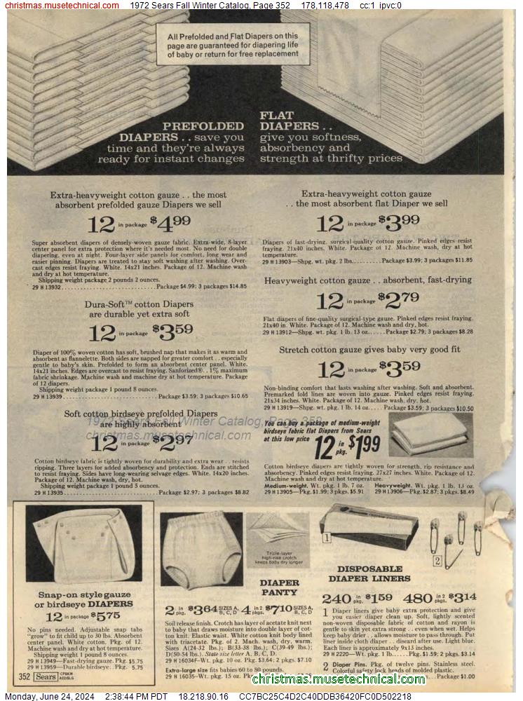 1972 Sears Fall Winter Catalog, Page 352