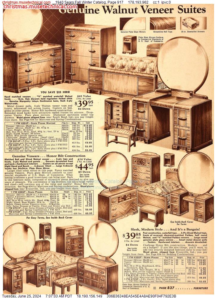 1940 Sears Fall Winter Catalog, Page 917
