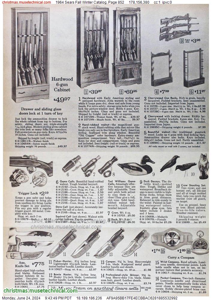 1964 Sears Fall Winter Catalog, Page 852