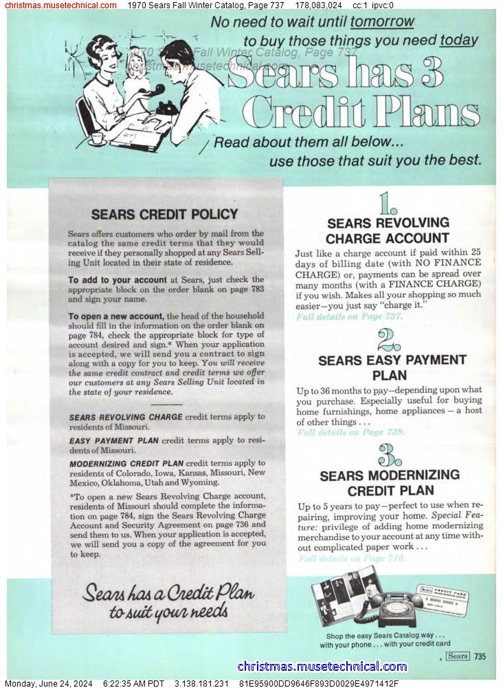 1970 Sears Fall Winter Catalog, Page 737