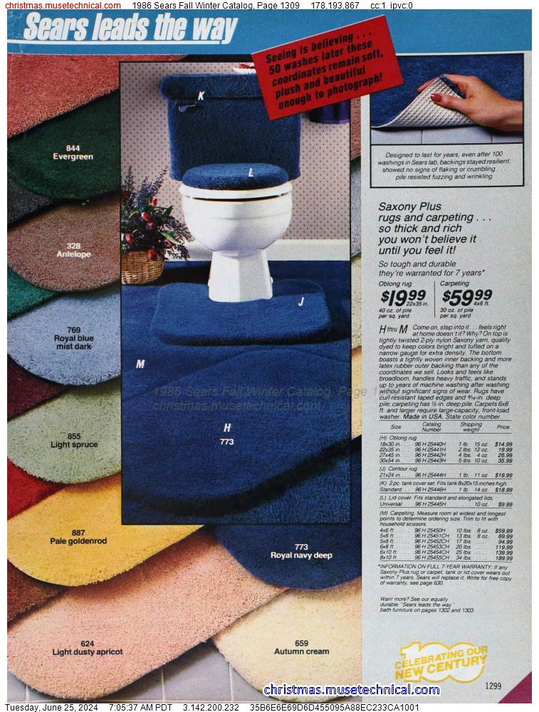1986 Sears Fall Winter Catalog, Page 1309