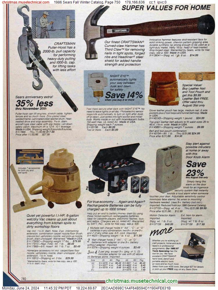 1986 Sears Fall Winter Catalog, Page 750