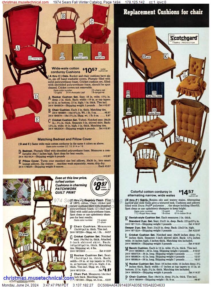 1974 Sears Fall Winter Catalog, Page 1494
