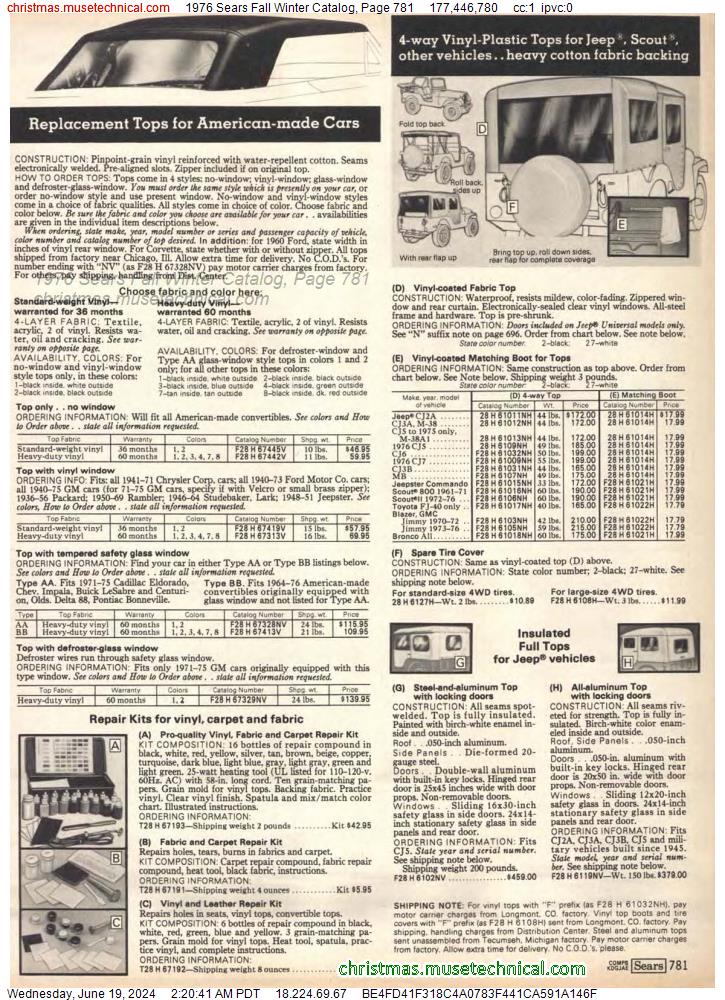1976 Sears Fall Winter Catalog, Page 781