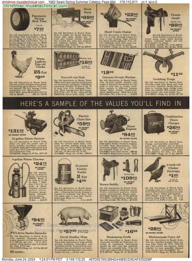 1962 Sears Spring Summer Catalog, Page 884