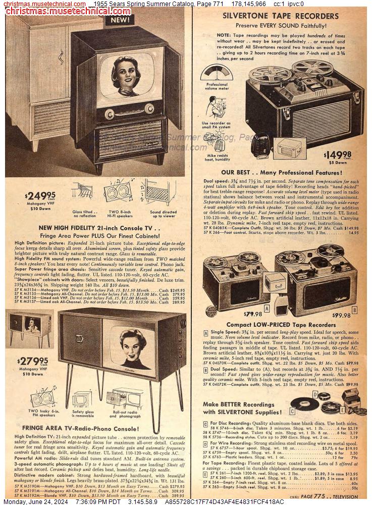 1955 Sears Spring Summer Catalog, Page 771