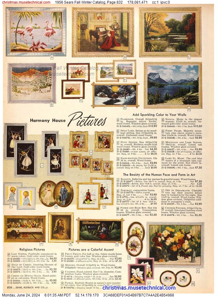1956 Sears Fall Winter Catalog, Page 832