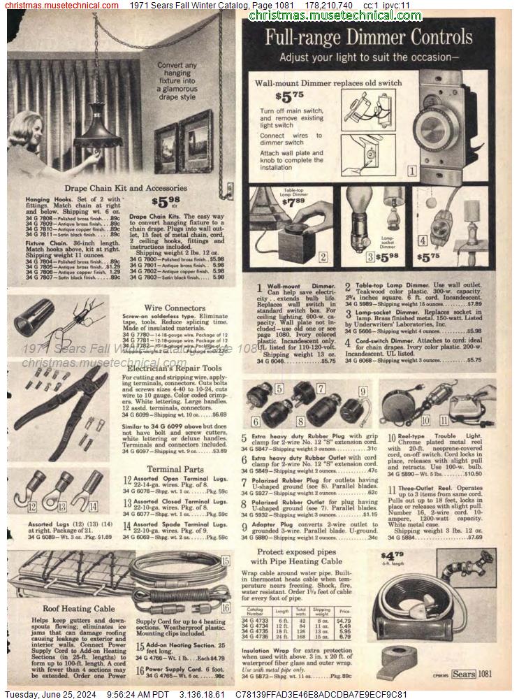 1971 Sears Fall Winter Catalog, Page 1081
