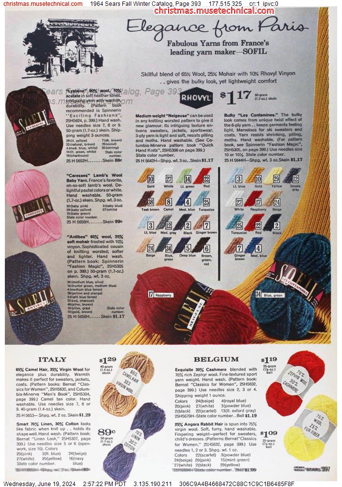 1964 Sears Fall Winter Catalog, Page 393