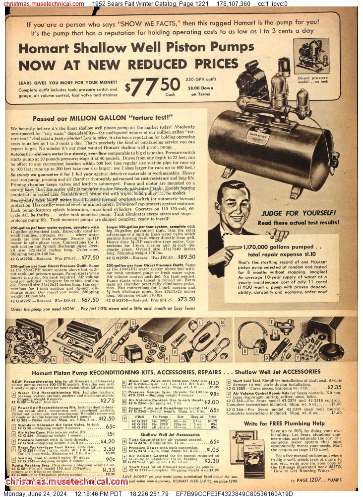 1952 Sears Fall Winter Catalog, Page 1221