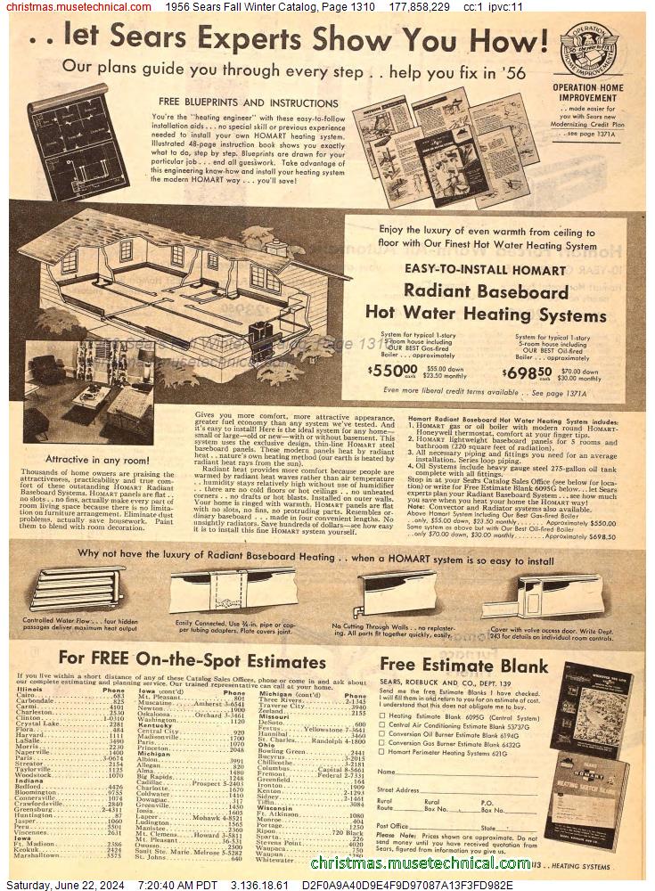 1956 Sears Fall Winter Catalog, Page 1310