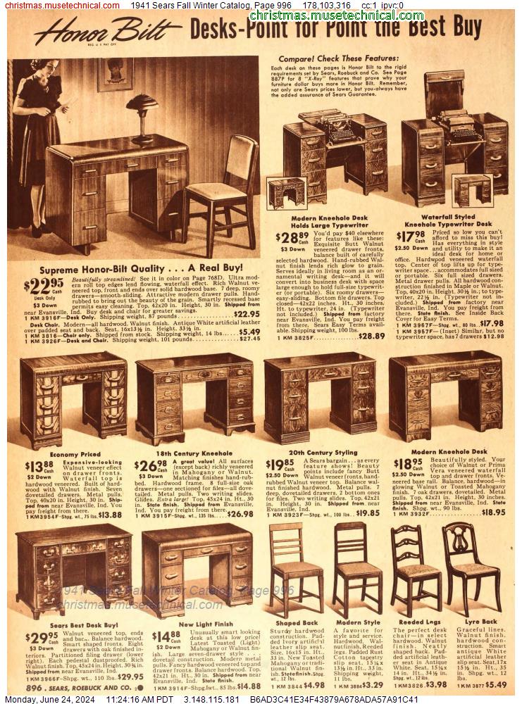 1941 Sears Fall Winter Catalog, Page 996