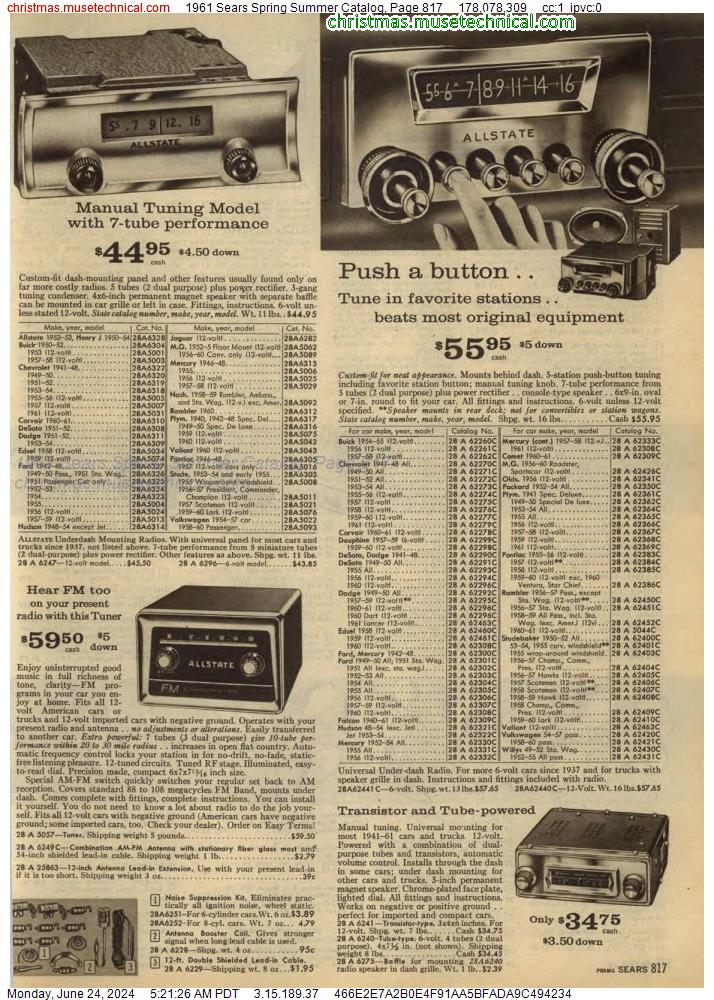 1961 Sears Spring Summer Catalog, Page 817