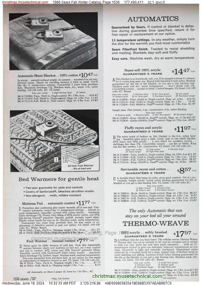 1966 Sears Fall Winter Catalog, Page 1536
