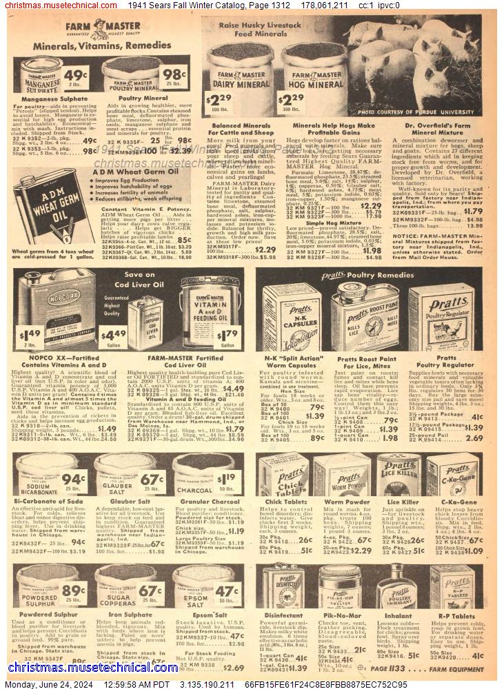 1941 Sears Fall Winter Catalog, Page 1312