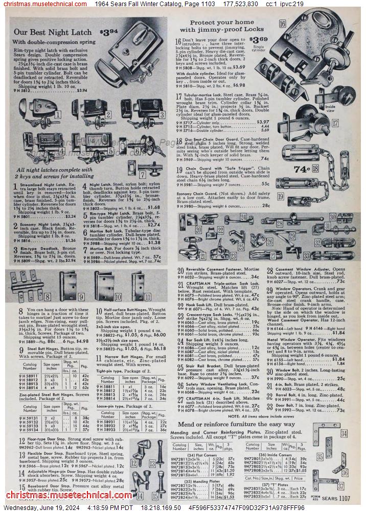 1964 Sears Fall Winter Catalog, Page 1103