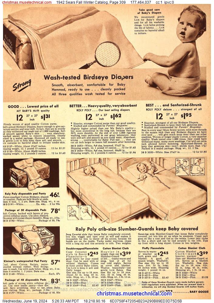 1942 Sears Fall Winter Catalog, Page 309