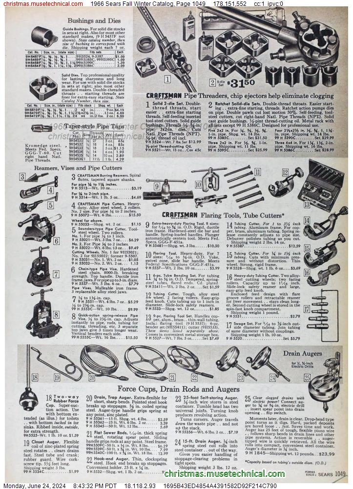 1966 Sears Fall Winter Catalog, Page 1049