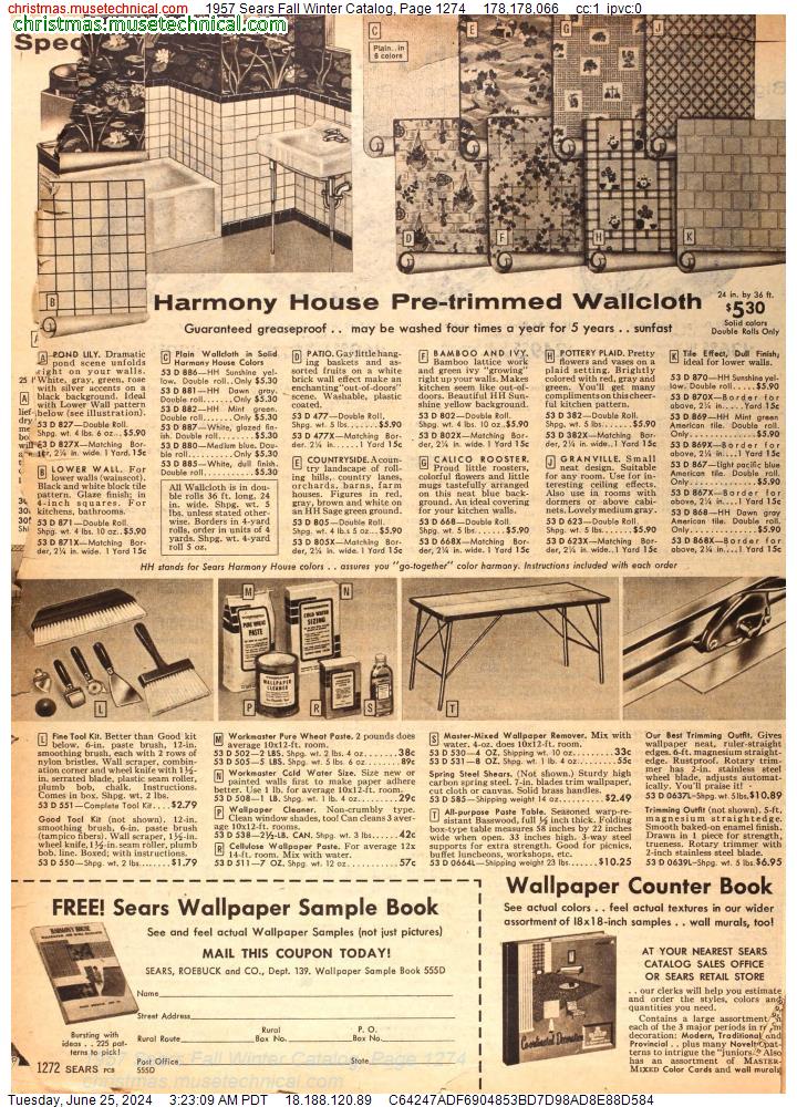 1957 Sears Fall Winter Catalog, Page 1274