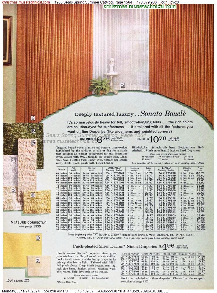 1966 Sears Spring Summer Catalog, Page 1564