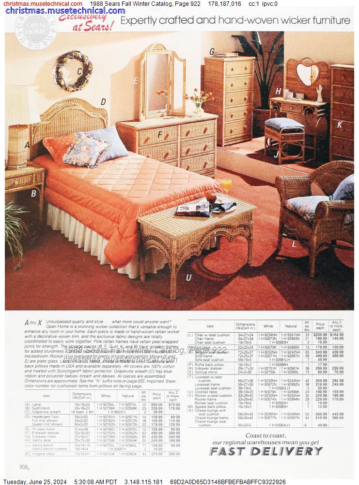 1988 Sears Fall Winter Catalog, Page 922