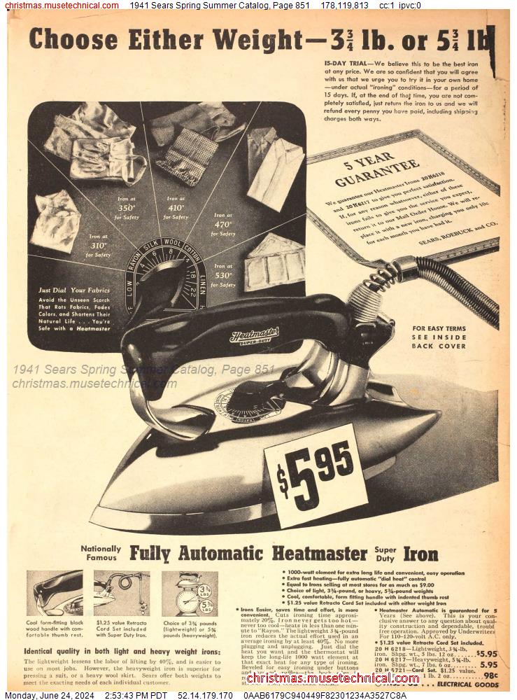 1941 Sears Spring Summer Catalog, Page 851