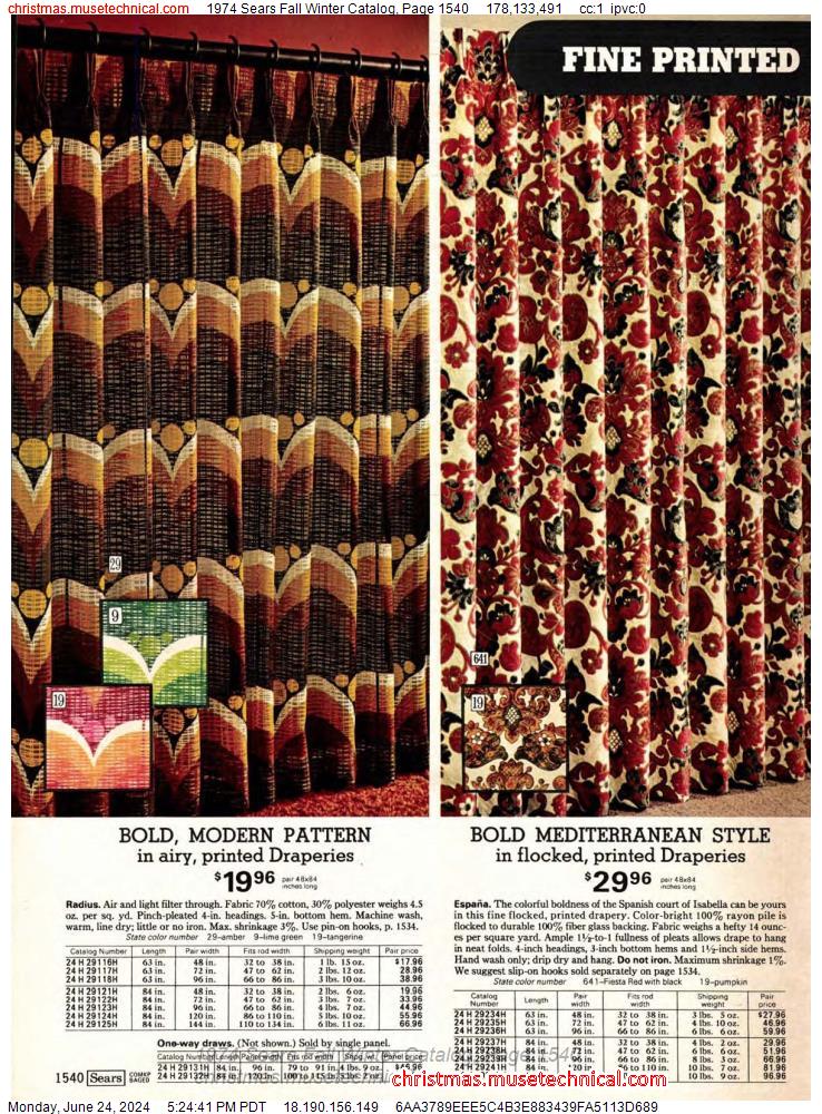 1974 Sears Fall Winter Catalog, Page 1540