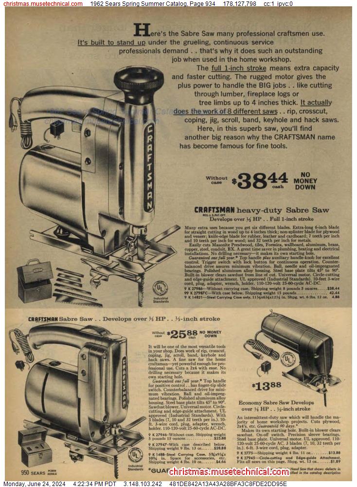 1962 Sears Spring Summer Catalog, Page 934