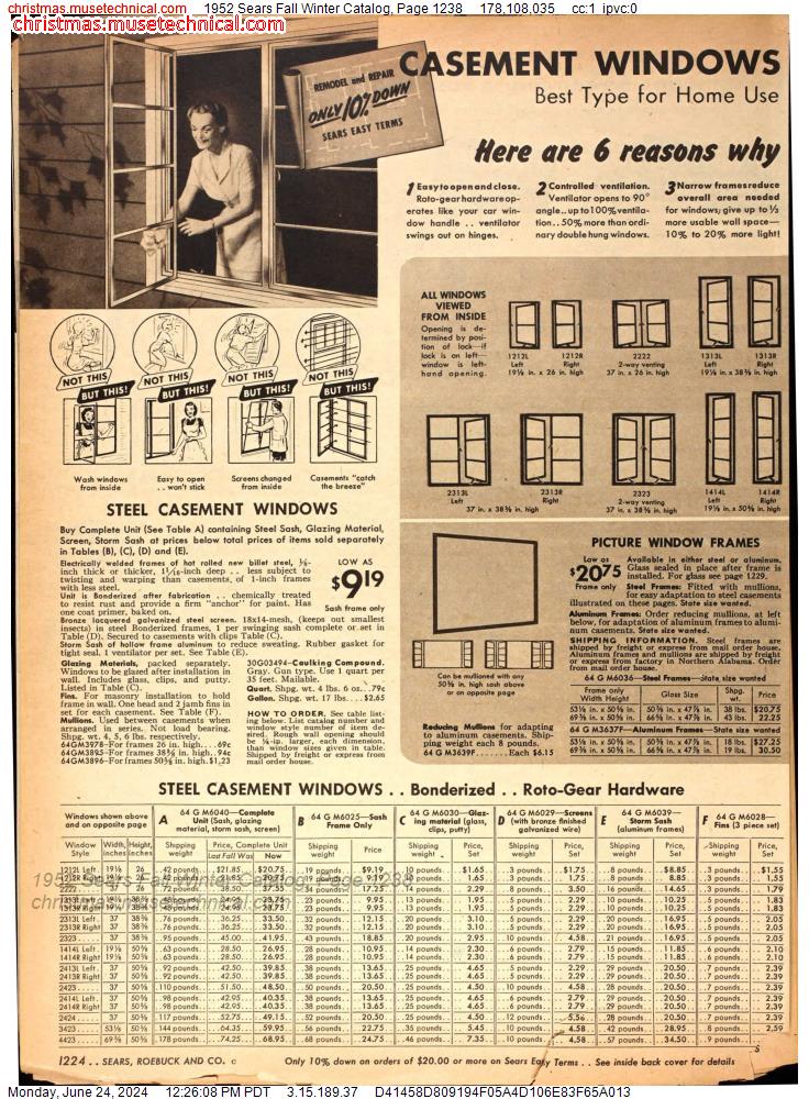 1952 Sears Fall Winter Catalog, Page 1238
