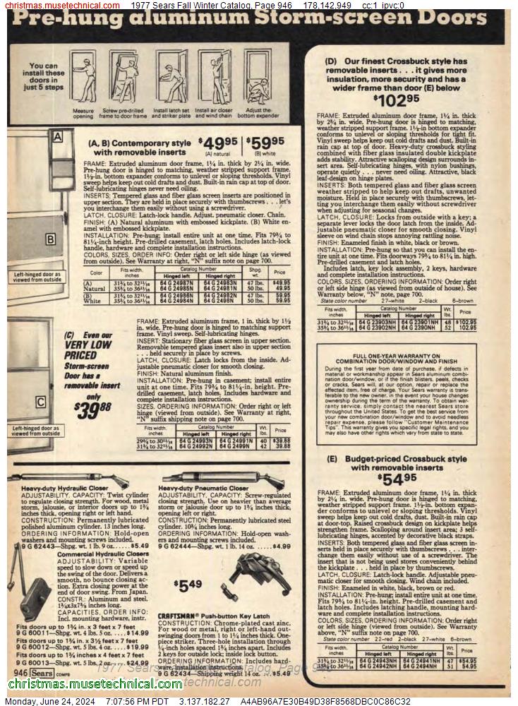 1977 Sears Fall Winter Catalog, Page 946